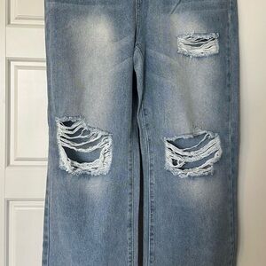 Distressed Blue Jeans